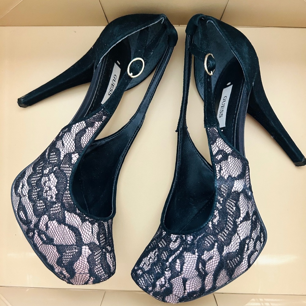 Guess Platform Lace and suede heels